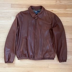Brown leather bomber jacket Polo by Ralph Lauren - size Large